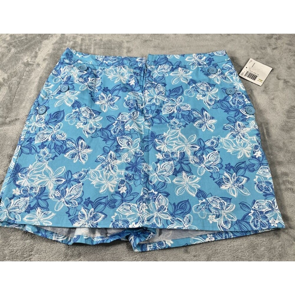 Crazy Horse Womens 14 Denim Jean Skirt/Skort Blue Floral NWT